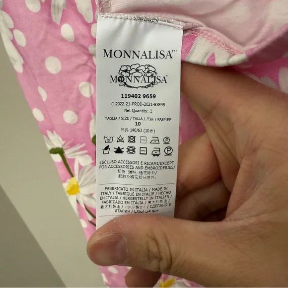 Monnalisa Kids' Daisy Cotton Leggings With Floral Print In Pink size 10 - Picture 5 of 5